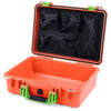 Pelican 1500 Case, Orange with Lime Green Handle & Latches Mesh Lid Organizer Only ColorCase 015000-0100-150-300