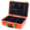 Pelican 1500 Case, Orange with Lime Green Handle & Latches TrekPak Divider System with Mesh Lid Organizer ColorCase 015000-0120-150-300