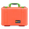 Pelican 1500 Case, Orange with Lime Green Handle & Latches ColorCase