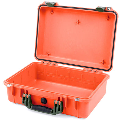 Pelican 1500 Case, Orange with OD Green Handle & Latches None (Case Only) ColorCase 015000-0000-150-130