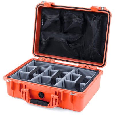 Pelican 1500 Case, Orange Gray Padded Microfiber Dividers with Mesh Lid Organizer ColorCase 015000-0170-150-150