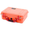 Pelican 1500 Case, Orange with Red Handle & Latches ColorCase
