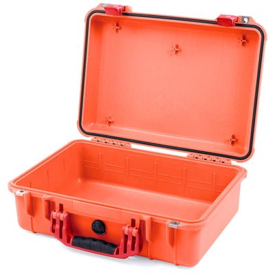 Pelican 1500 Case, Orange with Red Handle & Latches None (Case Only) ColorCase 015000-0000-150-320