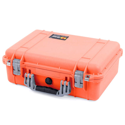 Pelican 1500 Case, Orange with Silver Handle & Latches ColorCase