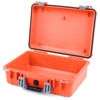 Pelican 1500 Case, Orange with Silver Handle & Latches None (Case Only) ColorCase 015000-0000-150-180