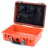 Pelican 1500 Case, Orange with Silver Handle & Latches Mesh Lid Organizer Only ColorCase 015000-0100-150-180