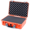 Pelican 1500 Case, Orange with Silver Handle & Latches Pick & Pluck Foam with Convolute Lid Foam ColorCase 015000-0001-150-180