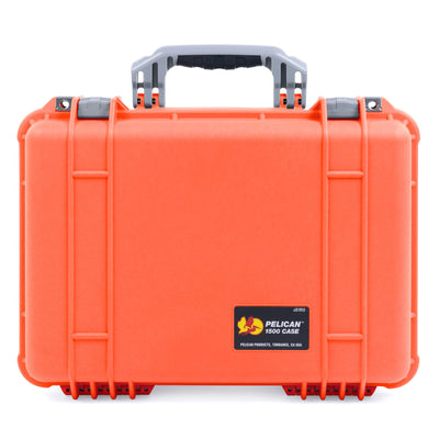 Pelican 1500 Case, Orange with Silver Handle & Latches ColorCase