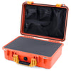 Pelican 1500 Case, Orange with Yellow Handle & Latches Pick & Pluck Foam with Mesh Lid Organizer ColorCase 015000-0101-150-240