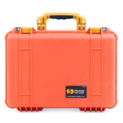 Pelican 1500 Case, Orange with Yellow Handle & Latches ColorCase