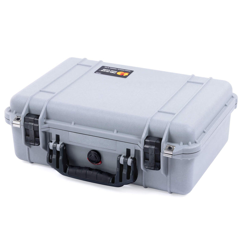Pelican 1500 Case, Silver with Black Handle & Latches ColorCase 