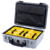 Pelican 1500 Case, Silver with Black Handle & Latches Yellow Padded Microfiber Dividers with Computer Pouch ColorCase 015000-0210-180-110
