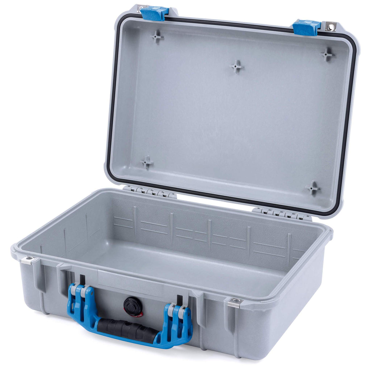 Pelican 1500 Case, Silver with Blue Handle &amp; Latches None (Case Only) ColorCase 015000-0000-180-120