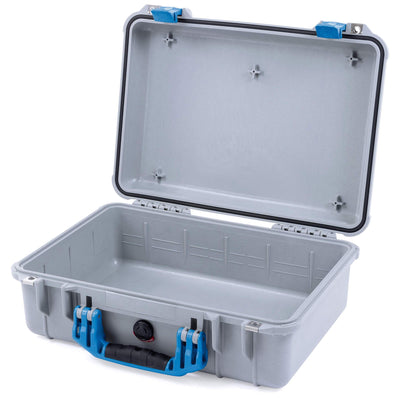 Pelican 1500 Case, Silver with Blue Handle & Latches None (Case Only) ColorCase 015000-0000-180-120