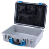 Pelican 1500 Case, Silver with Blue Handle & Latches Mesh Lid Organizer Only ColorCase 015000-0100-180-120