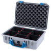Pelican 1500 Case, Silver with Blue Handle & Latches TrekPak Divider System with Convolute Lid Foam ColorCase 015000-0020-180-120