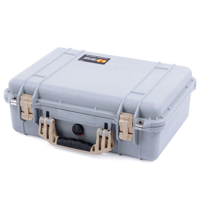 Pelican 1500 Case, Silver with Desert Tan Handle & Latches ColorCase