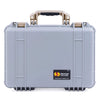 Pelican 1500 Case, Silver with Desert Tan Handle & Latches ColorCase