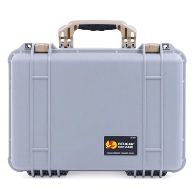 Pelican 1500 Case, Silver with Desert Tan Handle & Latches ColorCase