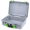 Pelican 1500 Case, Silver with Lime Green Handle & Latches None (Case Only) ColorCase 015000-0000-180-300