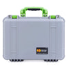 Pelican 1500 Case, Silver with Lime Green Handle & Latches ColorCase