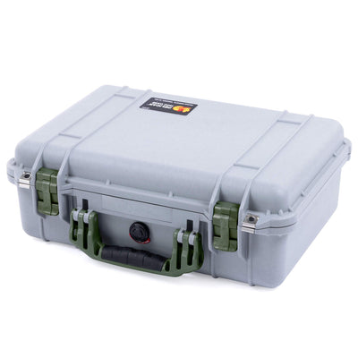 Pelican 1500 Case, Silver with OD Green Handle & Latches ColorCase