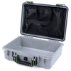 Pelican 1500 Case, Silver with OD Green Handle & Latches Mesh Lid Organizer Only ColorCase 015000-0100-180-130
