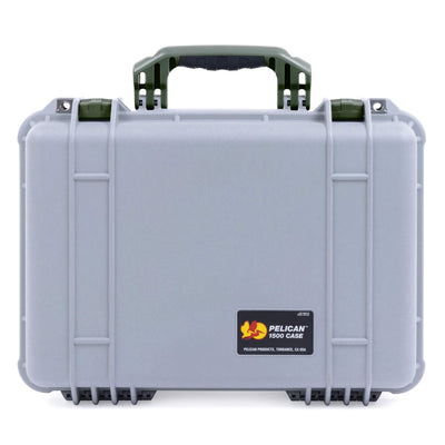 Pelican 1500 Case, Silver with OD Green Handle & Latches ColorCase