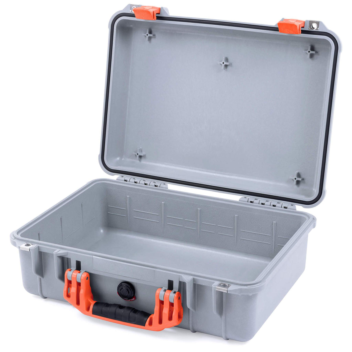 Pelican 1500 Case, Silver with Orange Handle &amp; Latches None (Case Only) ColorCase 015000-0000-180-150