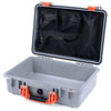 Pelican 1500 Case, Silver with Orange Handle & Latches Mesh Lid Organizer Only ColorCase 015000-0100-180-150