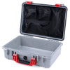 Pelican 1500 Case, Silver with Red Handle & Latches Mesh Lid Organizer Only ColorCase 015000-0100-180-320