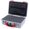 Pelican 1500 Case, Silver with Red Handle & Latches Pick & Pluck Foam with Computer Pouch ColorCase 015000-0201-180-320