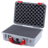 Pelican 1500 Case, Silver with Red Handle & Latches Pick & Pluck Foam with Convolute Lid Foam ColorCase 015000-0001-180-320