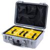 Pelican 1500 Case, Silver Yellow Padded Microfiber Dividers with Mesh Lid Organizer ColorCase 015000-0110-180-180