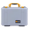 Pelican 1500 Case, Silver with Yellow Handle & Latches ColorCase