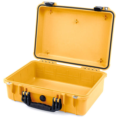Pelican 1500 Case, Yellow with Black Handle & Latches None (Case Only) ColorCase 015000-0000-240-110