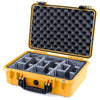 Pelican 1500 Case, Yellow with Black Handle & Latches Gray Padded Microfiber Dividers with Convolute Lid Foam ColorCase 015000-0070-240-110
