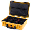 Pelican 1500 Case, Yellow with Black Handle & Latches TrekPak Divider System with Computer Pouch ColorCase 015000-0220-240-110