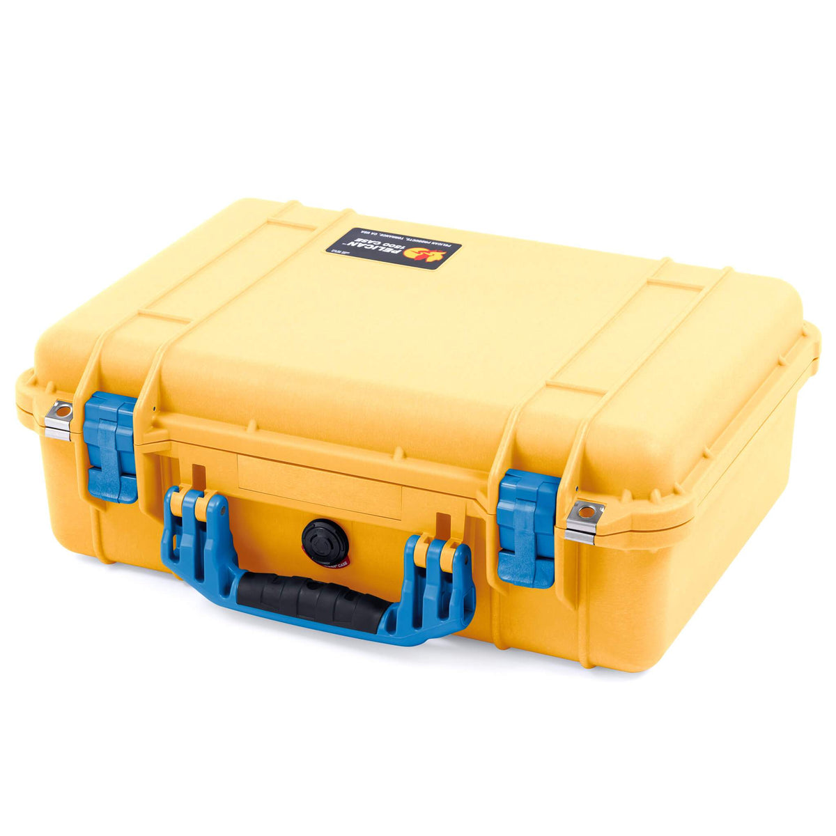 Pelican 1500 Case, Yellow with Blue Handle &amp; Latches ColorCase 