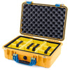 Pelican 1500 Case, Yellow with Blue Handle & Latches Yellow Padded Microfiber Dividers with Convolute Lid Foam ColorCase 015000-0010-240-120