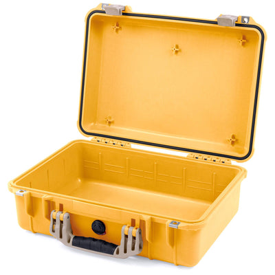 Pelican 1500 Case, Yellow with Desert Tan Handle & Latches None (Case Only) ColorCase 015000-0000-240-310