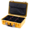 Pelican 1500 Case, Yellow with Desert Tan Handle & Latches TrekPak Divider System with Computer Pouch ColorCase 015000-0220-240-310