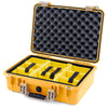 Pelican 1500 Case, Yellow with Desert Tan Handle & Latches Yellow Padded Microfiber Dividers with Convolute Lid Foam ColorCase 015000-0010-240-310