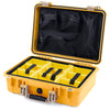 Pelican 1500 Case, Yellow with Desert Tan Handle & Latches Yellow Padded Microfiber Dividers with Mesh Lid Organizer ColorCase 015000-0110-240-310