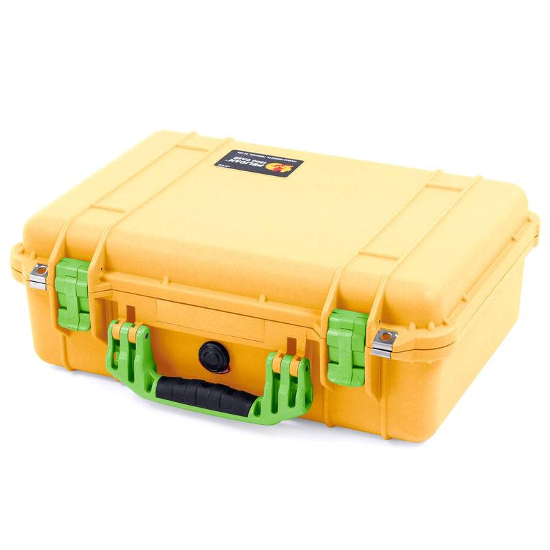 Pelican 1500 Case, Yellow with Lime Green Handle & Latches ColorCase 