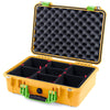 Pelican 1500 Case, Yellow with Lime Green Handle & Latches TrekPak Divider System with Convolute Lid Foam ColorCase 015000-0020-240-300