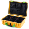 Pelican 1500 Case, Yellow with Lime Green Handle & Latches TrekPak Divider System with Mesh Lid Organizer ColorCase 015000-0120-240-300