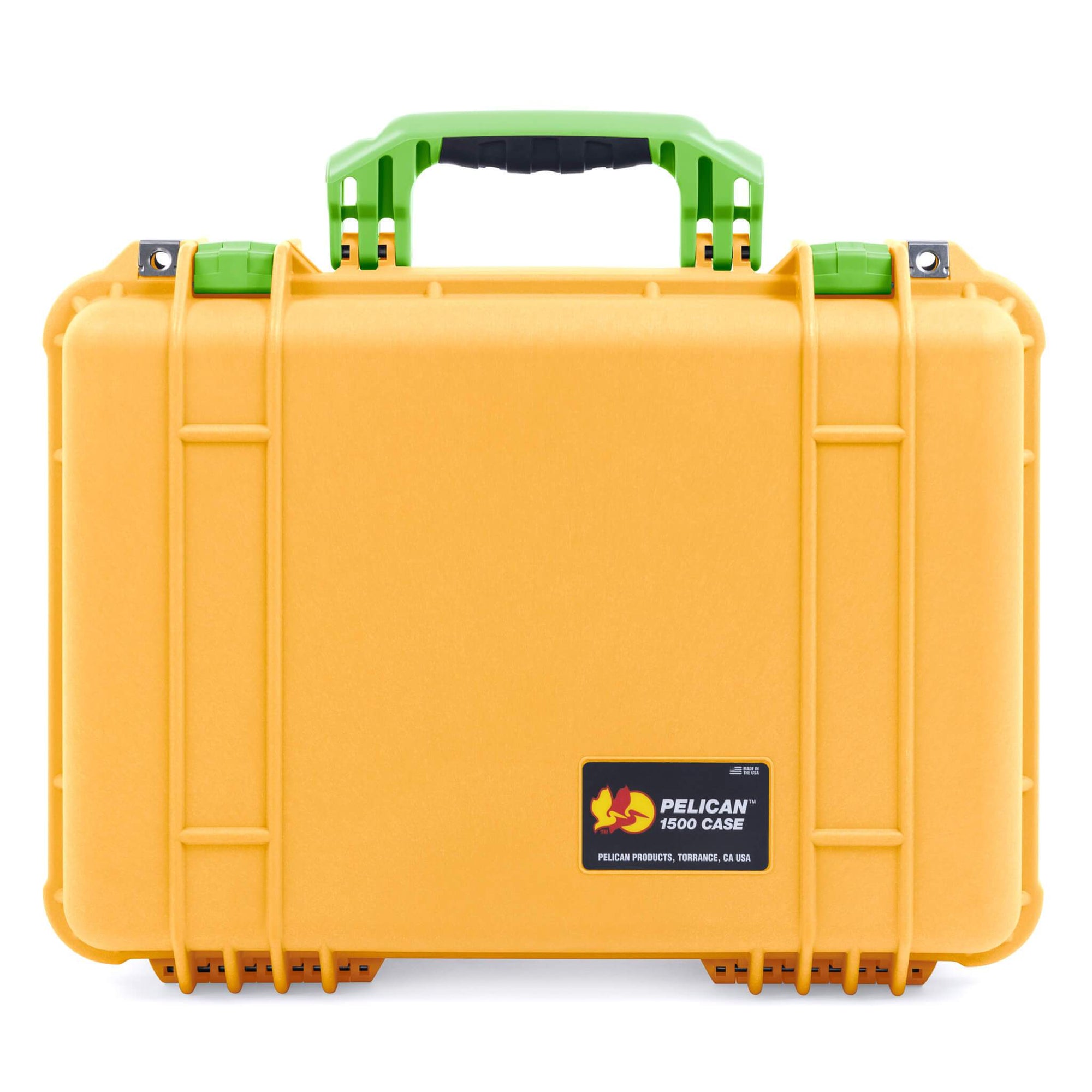 Pelican 1500 Case, Yellow with Lime Green Handle & Latches ColorCase 