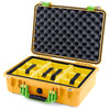 Pelican 1500 Case, Yellow with Lime Green Handle & Latches Yellow Padded Microfiber Dividers with Convolute Lid Foam ColorCase 015000-0010-240-300