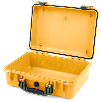 Pelican 1500 Case, Yellow with OD Green Handle & Latches None (Case Only) ColorCase 015000-0000-240-130